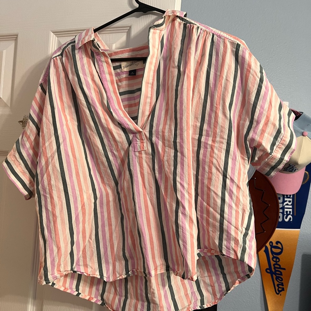 Striped Pink and White Women's Top